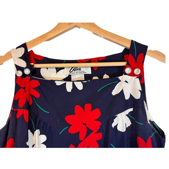 Vtg Alice of California Blue Floral Sleeveless Dress Pockets Small - Picture 2 of 6